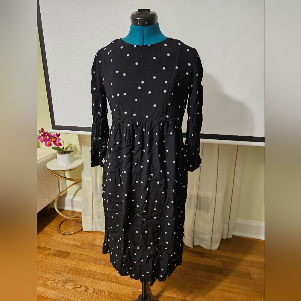 Maternity Black Polka Dot Dress With Breastfeeding Zippers